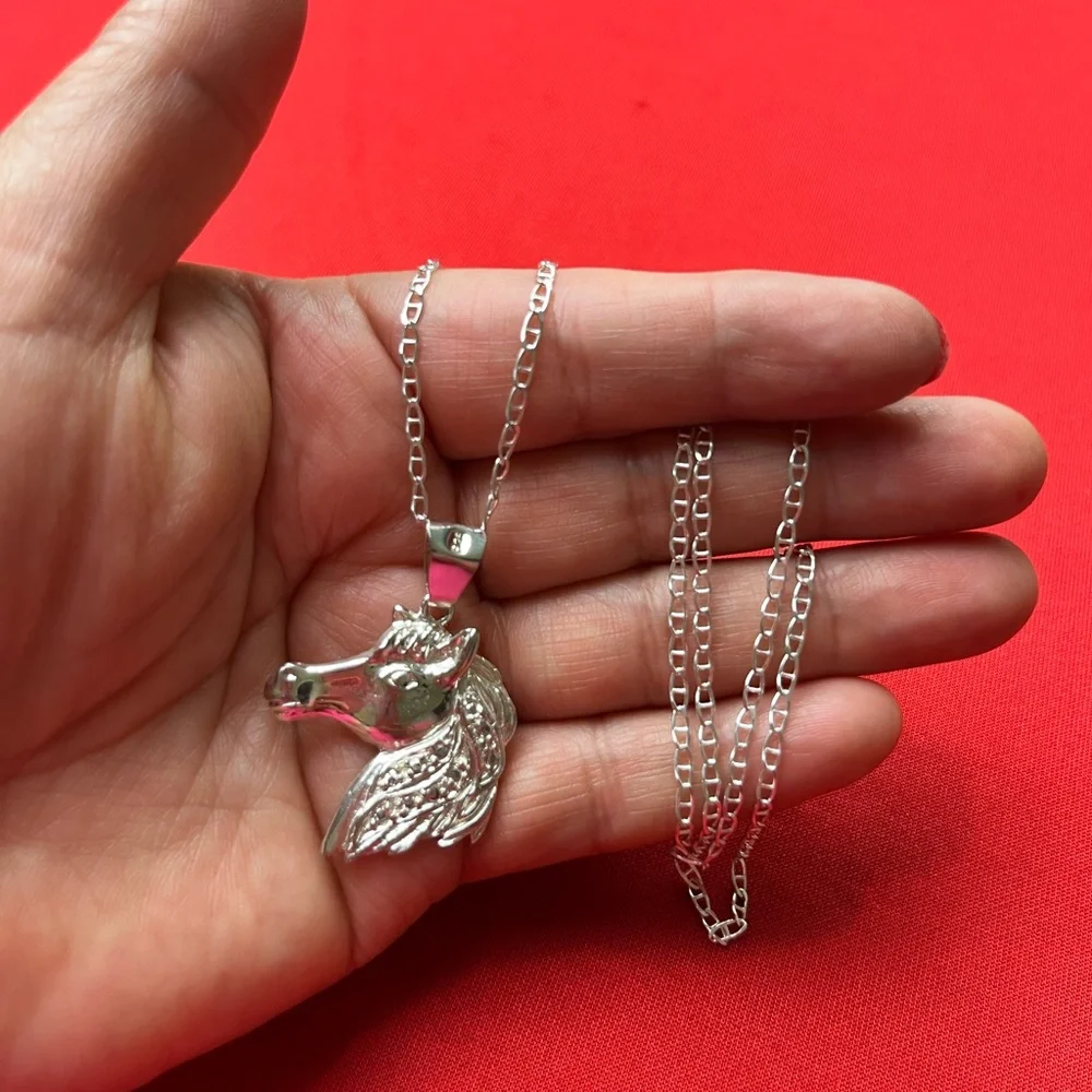 925 strling Silver Horse Pendant Necklace for Kids‎